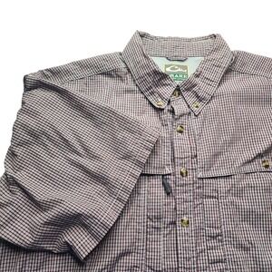 Drake Waterfowl Systems Mens Short Sleeve Plaid Button Up Shirt XL